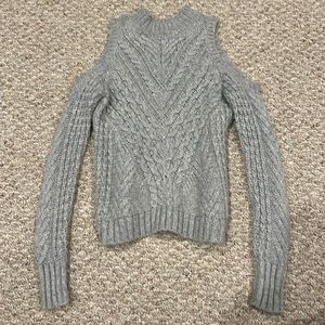 Express cold shoulder knit sweater.